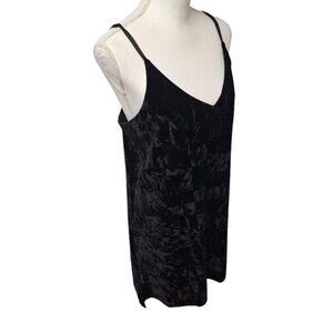 Evelyn Blue‎ Velvet Dress Spaghetti Strap Slip Juniors Large Black Y2K Formal